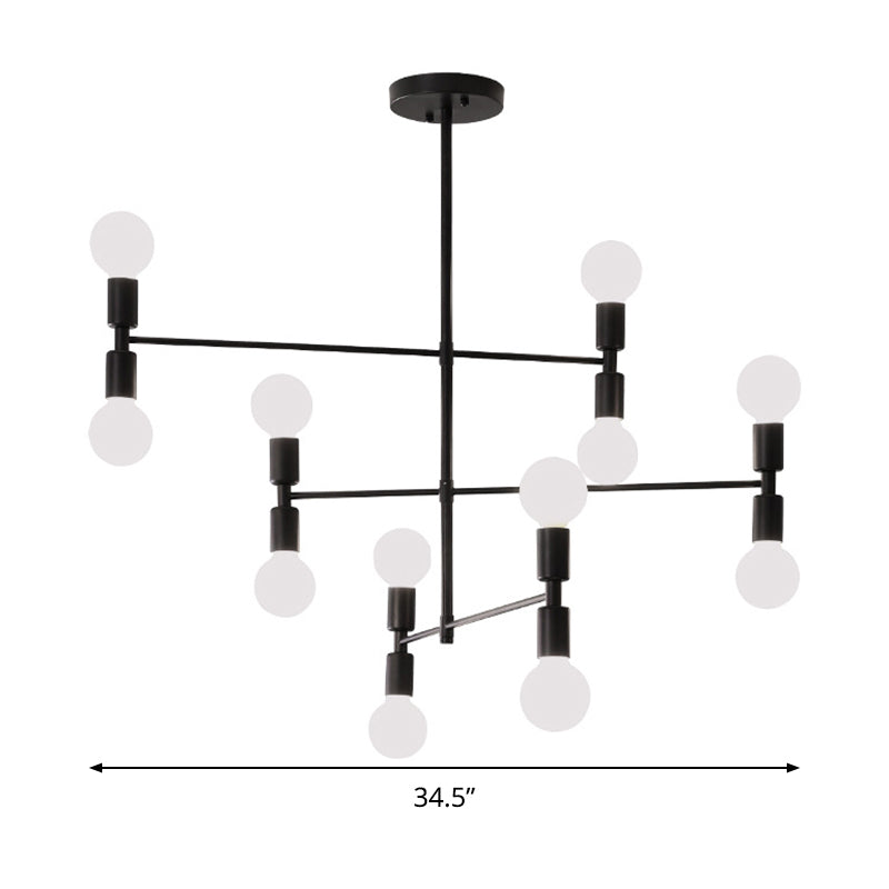 Tiered Metal Hanging Ceiling Light Modern 12 Lights Black/Gold Chandelier Lamp for Living Room Clearhalo 'Ceiling Lights' 'Chandeliers' 'Modern Chandeliers' 'Modern' Lighting' 289068