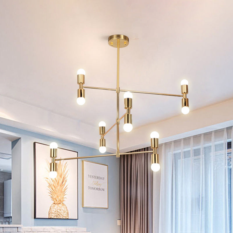 Tiered Metal Hanging Ceiling Light Modern 12 Lights Black/Gold Chandelier Lamp for Living Room Gold Clearhalo 'Ceiling Lights' 'Chandeliers' 'Modern Chandeliers' 'Modern' Lighting' 289069