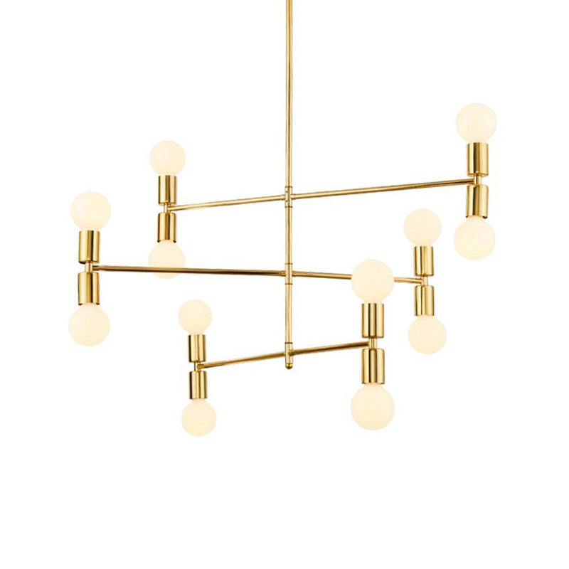 Tiered Metal Hanging Ceiling Light Modern 12 Lights Black/Gold Chandelier Lamp for Living Room Clearhalo 'Ceiling Lights' 'Chandeliers' 'Modern Chandeliers' 'Modern' Lighting' 289073