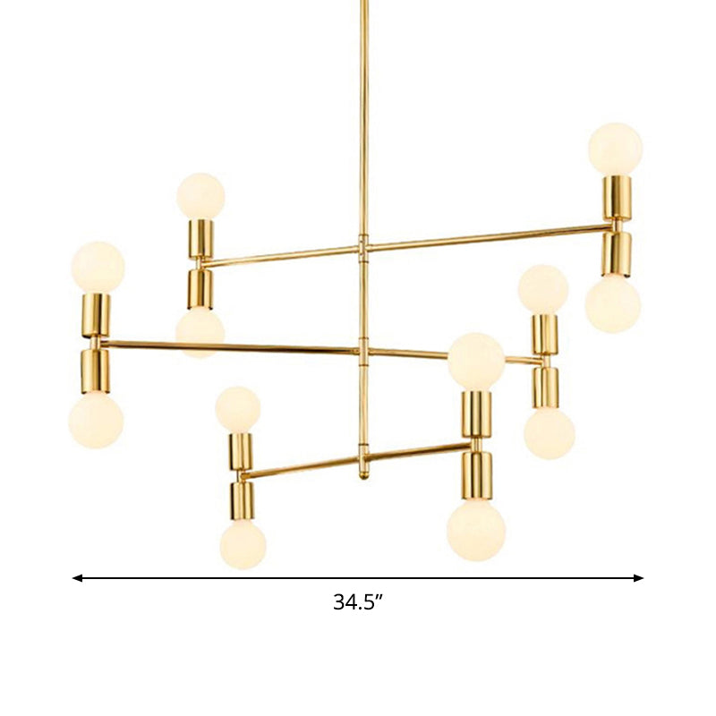 Tiered Metal Hanging Ceiling Light Modern 12 Lights Black/Gold Chandelier Lamp for Living Room Clearhalo 'Ceiling Lights' 'Chandeliers' 'Modern Chandeliers' 'Modern' Lighting' 289074