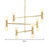 Tiered Metal Hanging Ceiling Light Modern 12 Lights Black/Gold Chandelier Lamp for Living Room Clearhalo 'Ceiling Lights' 'Chandeliers' 'Modern Chandeliers' 'Modern' Lighting' 289074