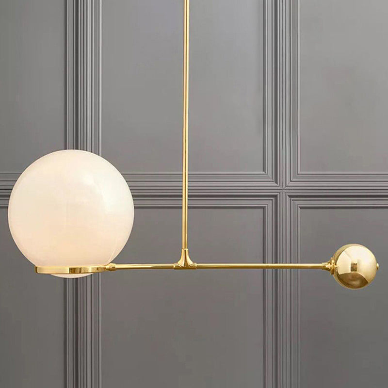 Globe Pendant Light Fixture Nordic Beige Glass 1 Head Gold Hanging Ceiling Light for Bedroom Clearhalo 'Ceiling Lights' 'Modern Pendants' 'Modern' 'Pendant Lights' 'Pendants' Lighting' 289077