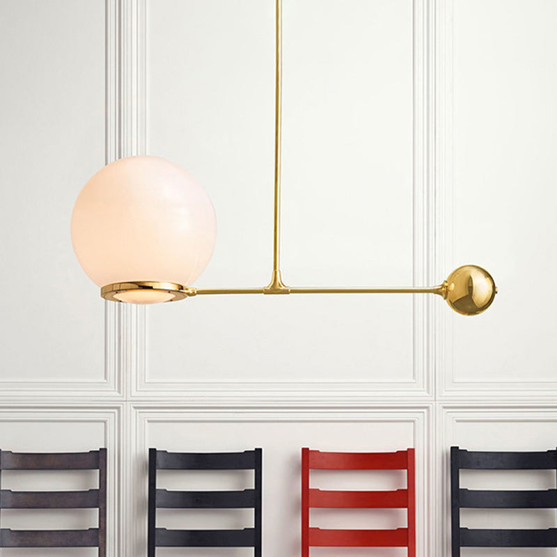 Globe Pendant Light Fixture Nordic Beige Glass 1 Head Gold Hanging Ceiling Light for Bedroom Clearhalo 'Ceiling Lights' 'Modern Pendants' 'Modern' 'Pendant Lights' 'Pendants' Lighting' 289078