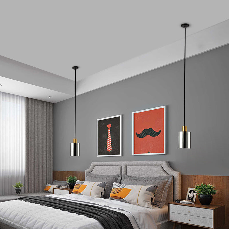 Cylinder Pendant Light Fixture Postmodern Smoke Gray Glass 1 Head Bedroom Hanging Lamp Kit Clearhalo 'Ceiling Lights' 'Modern Pendants' 'Modern' 'Pendant Lights' 'Pendants' Lighting' 289176