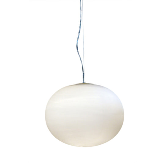 White Glass Oval Pendant Lamp Minimalist 1 Head 9.5"/18" Wide Hanging Light Fixture for Dining Room Clearhalo 'Ceiling Lights' 'Modern Pendants' 'Modern' 'Pendant Lights' 'Pendants' Lighting' 289222