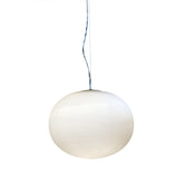 White Glass Oval Pendant Lamp Minimalist 1 Head 9.5"/18" Wide Hanging Light Fixture for Dining Room Clearhalo 'Ceiling Lights' 'Modern Pendants' 'Modern' 'Pendant Lights' 'Pendants' Lighting' 289222