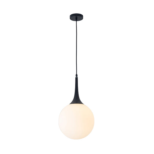 White Glass Sphere Hanging Ceiling Light Postmodern 1 Head 6"/8"/12" Wide Pendant Lighting Clearhalo 'Ceiling Lights' 'Glass shade' 'Glass' 'Modern Pendants' 'Modern' 'Pendant Lights' 'Pendants' Lighting' 289236