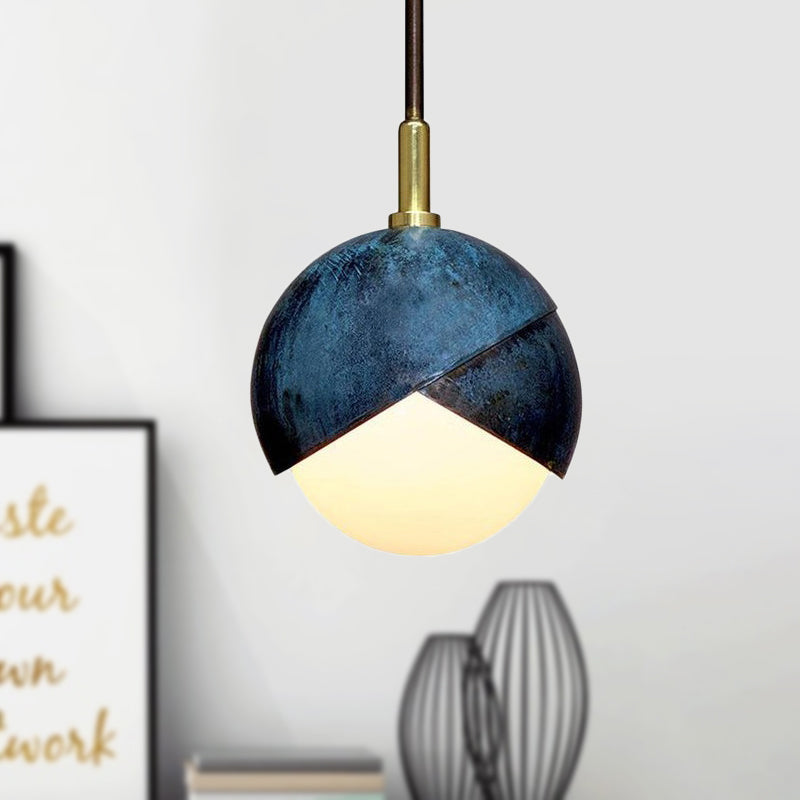 Semi Sphere Shade Pendant Lamp Postmodern Metal 1 Head Blue Hanging Lamp, 5.5"/9.5" Wide Blue Clearhalo 'Ceiling Lights' 'Glass shade' 'Glass' 'Modern Pendants' 'Modern' 'Pendant Lights' 'Pendants' Lighting' 289253