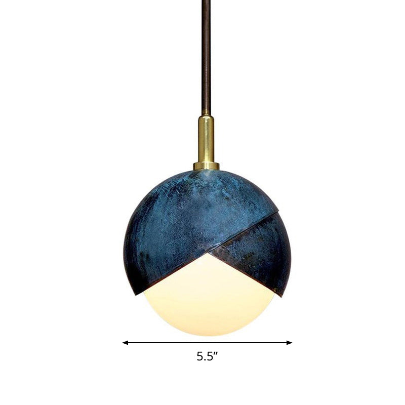 Semi Sphere Shade Pendant Lamp Postmodern Metal 1 Head Blue Hanging Lamp, 5.5"/9.5" Wide Clearhalo 'Ceiling Lights' 'Glass shade' 'Glass' 'Modern Pendants' 'Modern' 'Pendant Lights' 'Pendants' Lighting' 289258