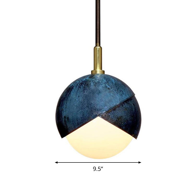 Semi Sphere Shade Pendant Lamp Postmodern Metal 1 Head Blue Hanging Lamp, 5.5"/9.5" Wide Clearhalo 'Ceiling Lights' 'Glass shade' 'Glass' 'Modern Pendants' 'Modern' 'Pendant Lights' 'Pendants' Lighting' 289259