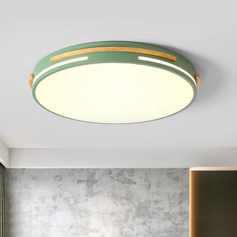 Round Flushmount Macaron Metal LED Grey/White/Green Ceiling Mounted Fixture in Warm/White Light, 16.5"/20.5" Wide Green Clearhalo 'Ceiling Lights' 'Close To Ceiling Lights' 'Close to ceiling' 'Flush mount' Lighting' 289305