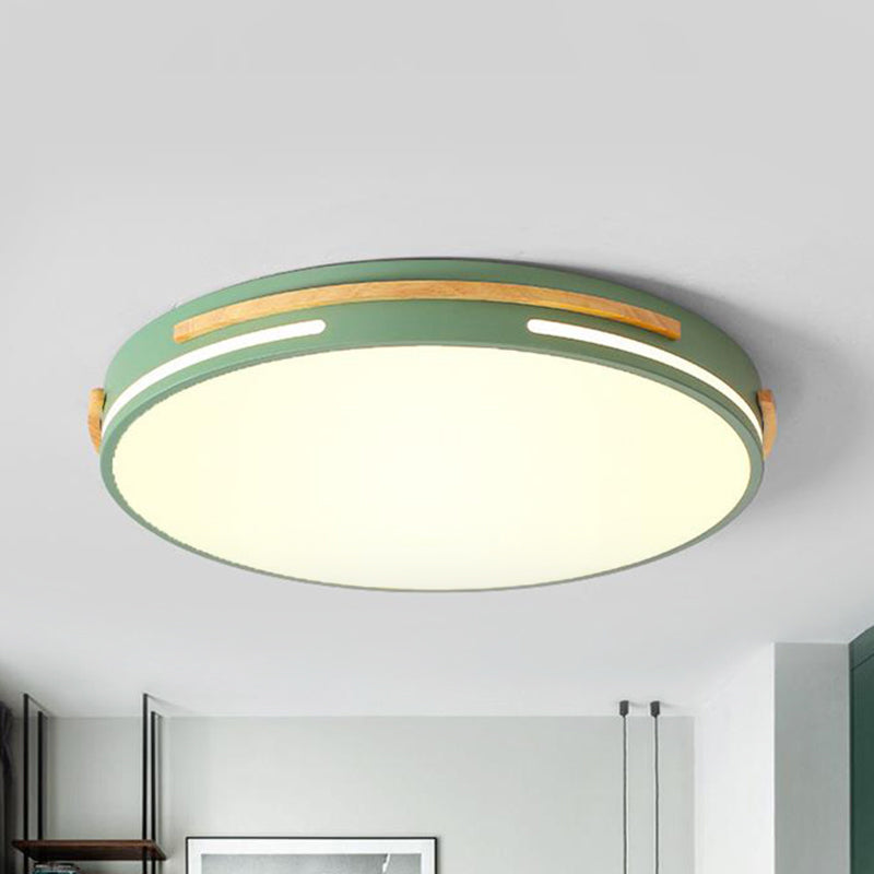 Round Flushmount Macaron Metal LED Grey/White/Green Ceiling Mounted Fixture in Warm/White Light, 16.5"/20.5" Wide Clearhalo 'Ceiling Lights' 'Close To Ceiling Lights' 'Close to ceiling' 'Flush mount' Lighting' 289306