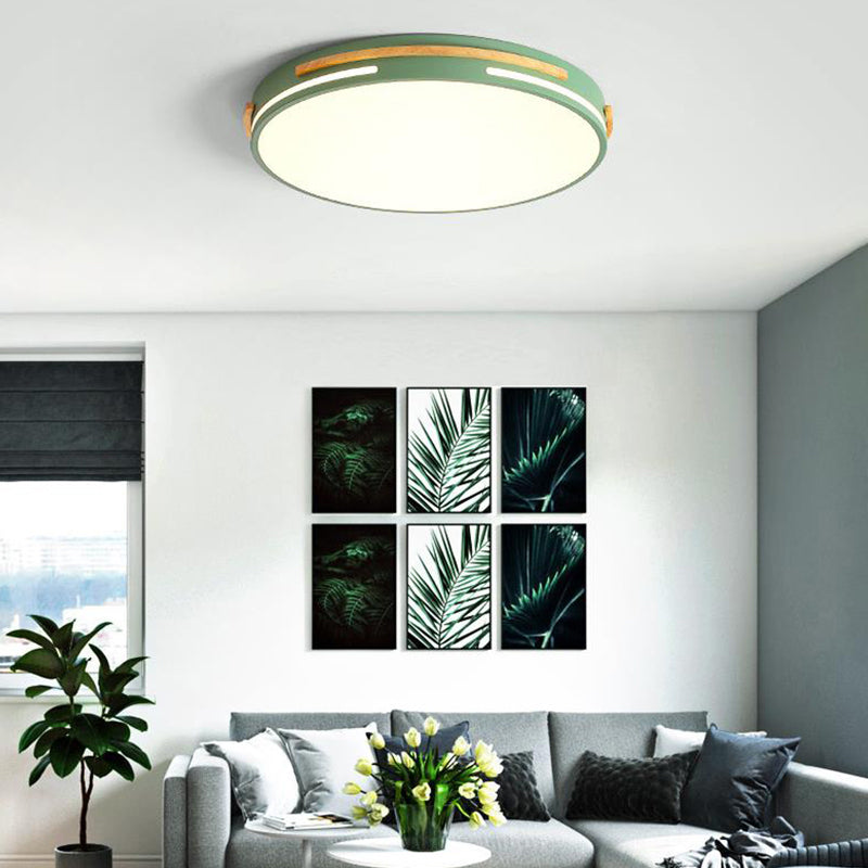 Round Flushmount Macaron Metal LED Grey/White/Green Ceiling Mounted Fixture in Warm/White Light, 16.5"/20.5" Wide Clearhalo 'Ceiling Lights' 'Close To Ceiling Lights' 'Close to ceiling' 'Flush mount' Lighting' 289307