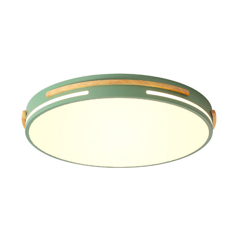 Round Flushmount Macaron Metal LED Grey/White/Green Ceiling Mounted Fixture in Warm/White Light, 16.5"/20.5" Wide Clearhalo 'Ceiling Lights' 'Close To Ceiling Lights' 'Close to ceiling' 'Flush mount' Lighting' 289308