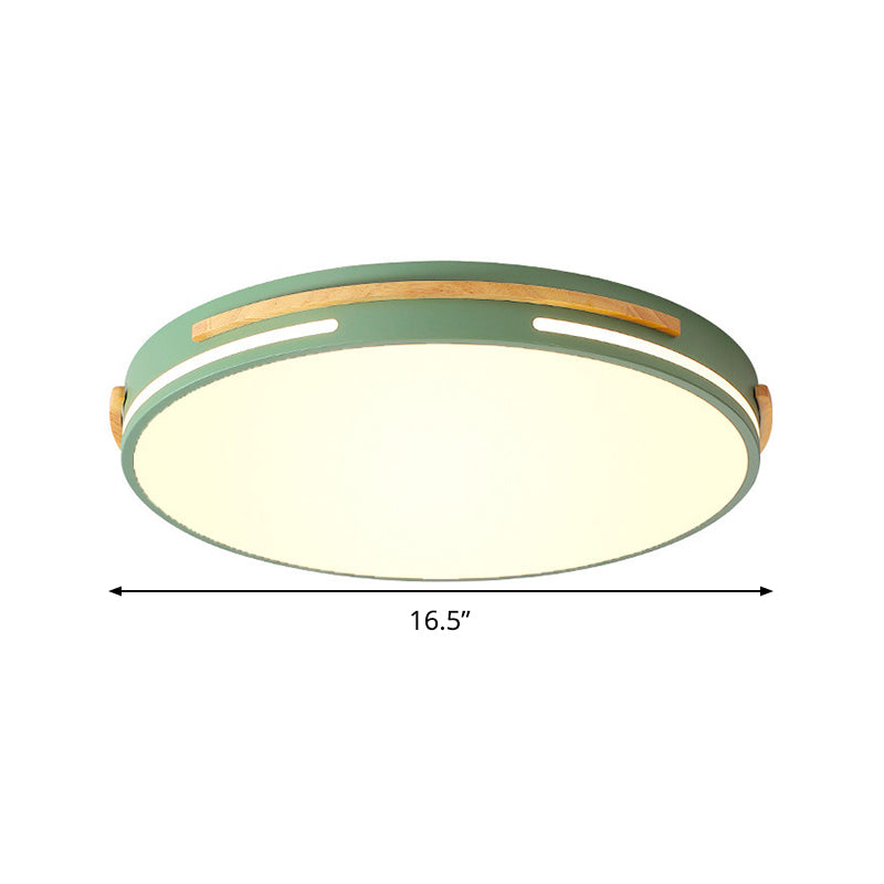 Round Flushmount Macaron Metal LED Grey/White/Green Ceiling Mounted Fixture in Warm/White Light, 16.5"/20.5" Wide Clearhalo 'Ceiling Lights' 'Close To Ceiling Lights' 'Close to ceiling' 'Flush mount' Lighting' 289309