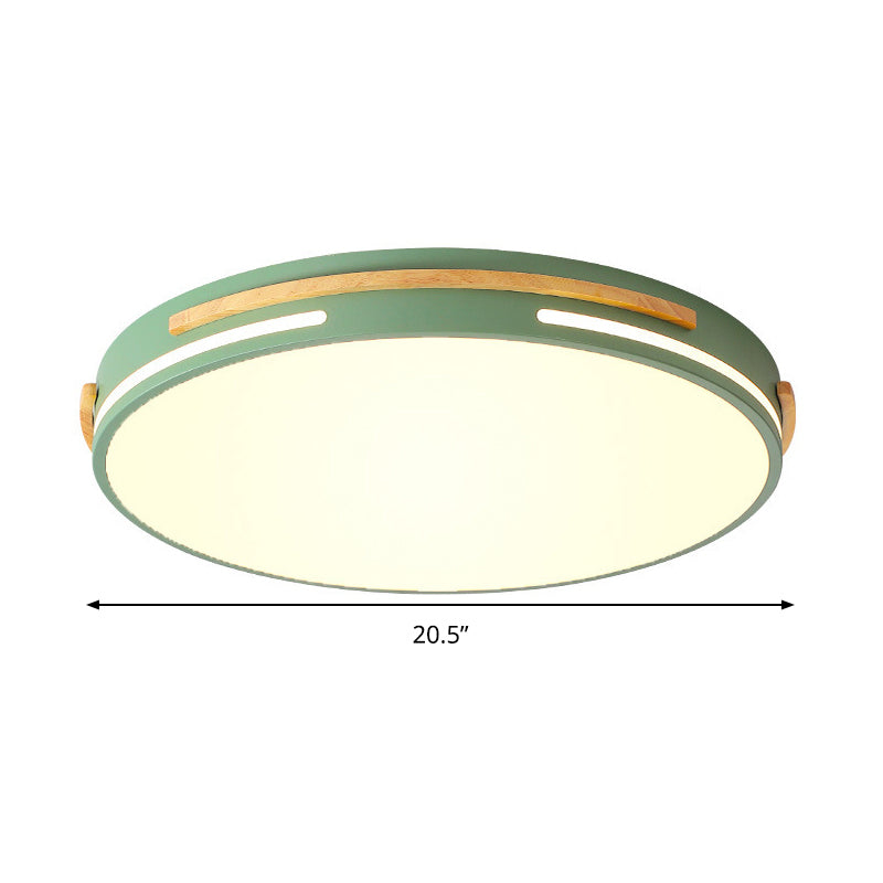 Round Flushmount Macaron Metal LED Grey/White/Green Ceiling Mounted Fixture in Warm/White Light, 16.5"/20.5" Wide Clearhalo 'Ceiling Lights' 'Close To Ceiling Lights' 'Close to ceiling' 'Flush mount' Lighting' 289310