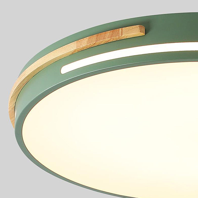 Round Flushmount Macaron Metal LED Grey/White/Green Ceiling Mounted Fixture in Warm/White Light, 16.5"/20.5" Wide Clearhalo 'Ceiling Lights' 'Close To Ceiling Lights' 'Close to ceiling' 'Flush mount' Lighting' 289311