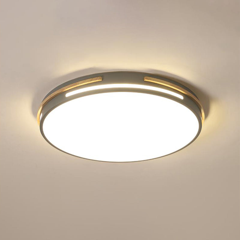 Round Flushmount Macaron Metal LED Grey/White/Green Ceiling Mounted Fixture in Warm/White Light, 16.5"/20.5" Wide Grey Warm Clearhalo 'Ceiling Lights' 'Close To Ceiling Lights' 'Close to ceiling' 'Flush mount' Lighting' 289312