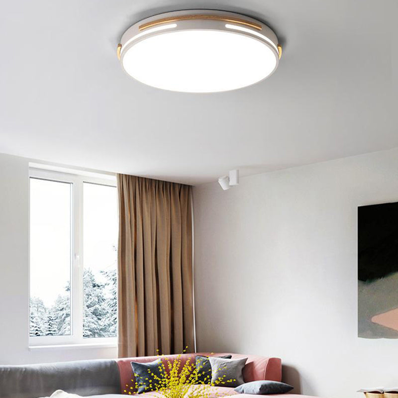 Round Flushmount Macaron Metal LED Grey/White/Green Ceiling Mounted Fixture in Warm/White Light, 16.5"/20.5" Wide White White Clearhalo 'Ceiling Lights' 'Close To Ceiling Lights' 'Close to ceiling' 'Flush mount' Lighting' 289319