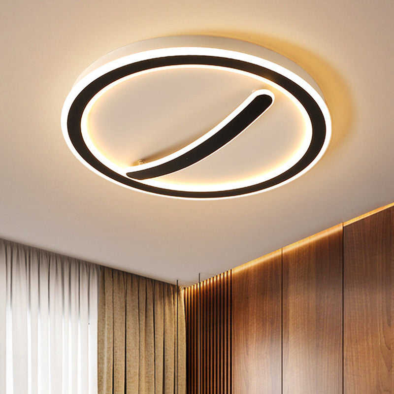 18"/20.5" Wide Circular Ceiling Mount Light Fixture Simple Acrylic Gold/Black and White LED Flush Light, Warm/White Light/Remote Control Stepless Dimming Black-White Clearhalo 'Ceiling Lights' 'Close To Ceiling Lights' 'Close to ceiling' 'Flush mount' Lighting' 289337