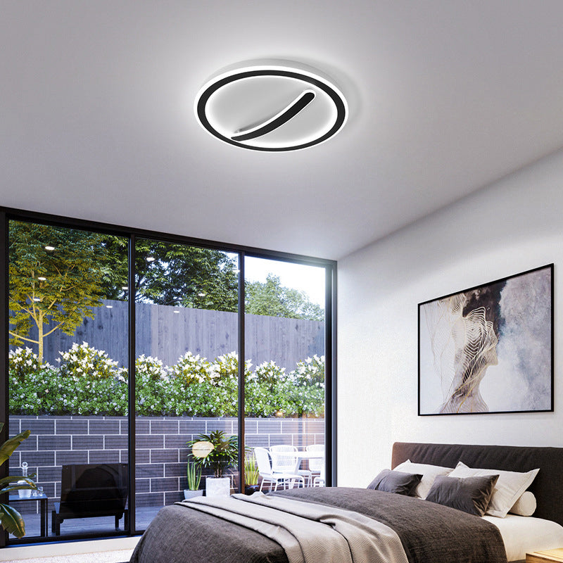 18"/20.5" Wide Circular Ceiling Mount Light Fixture Simple Acrylic Gold/Black and White LED Flush Light, Warm/White Light/Remote Control Stepless Dimming Black-White White Clearhalo 'Ceiling Lights' 'Close To Ceiling Lights' 'Close to ceiling' 'Flush mount' Lighting' 289338