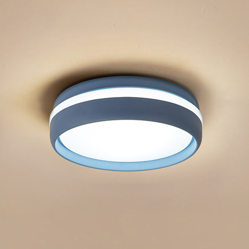 Metal Circular Flush Light Contemporary LED Pink/Yellow/Blue Close to Ceiling Lamp in Warm/White Light Blue Clearhalo 'Ceiling Lights' 'Close To Ceiling Lights' 'Close to ceiling' 'Flush mount' Lighting' 289386