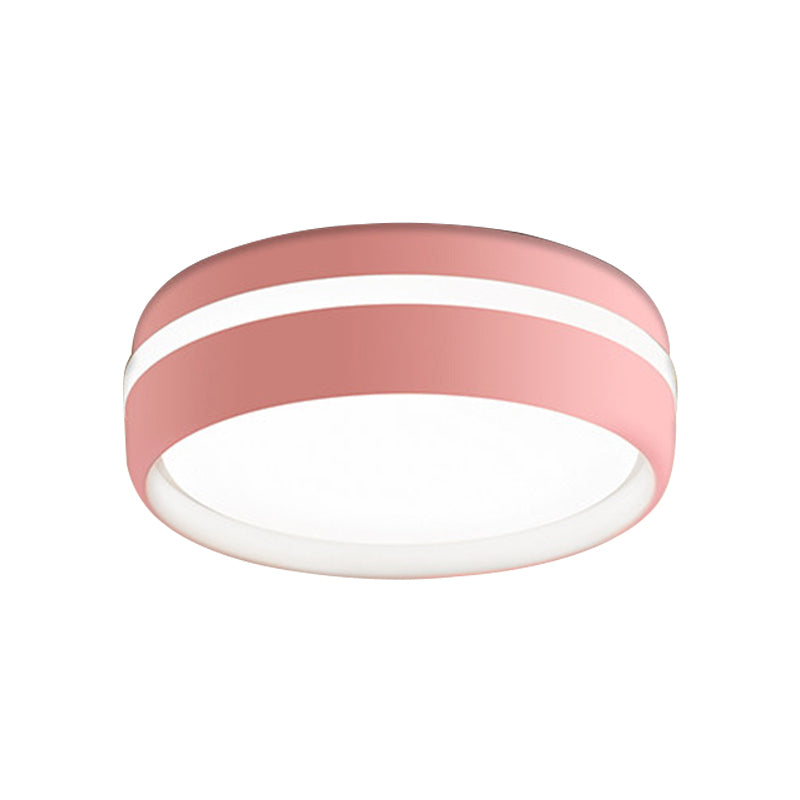 Metal Circular Flush Light Contemporary LED Pink/Yellow/Blue Close to Ceiling Lamp in Warm/White Light Clearhalo 'Ceiling Lights' 'Close To Ceiling Lights' 'Close to ceiling' 'Flush mount' Lighting' 289392