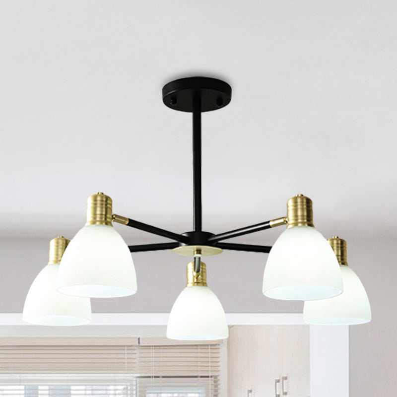 Milky Glass Dome Ceiling Pendant Light Modern Stylish 5/6/8 Lights Golden Chandelier Light Fixture Clearhalo 'Ceiling Lights' 'Chandeliers' 'Glass shade' 'Glass' 'Modern Chandeliers' 'Modern' Lighting' 289405