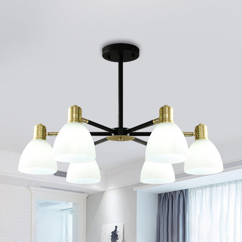 Milky Glass Dome Ceiling Pendant Light Modern Stylish 5/6/8 Lights Golden Chandelier Light Fixture 6 Gold Clearhalo 'Ceiling Lights' 'Chandeliers' 'Glass shade' 'Glass' 'Modern Chandeliers' 'Modern' Lighting' 289410