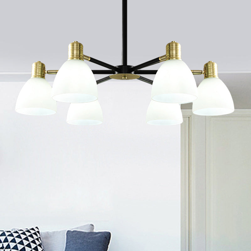 Milky Glass Dome Ceiling Pendant Light Modern Stylish 5/6/8 Lights Golden Chandelier Light Fixture Clearhalo 'Ceiling Lights' 'Chandeliers' 'Glass shade' 'Glass' 'Modern Chandeliers' 'Modern' Lighting' 289411