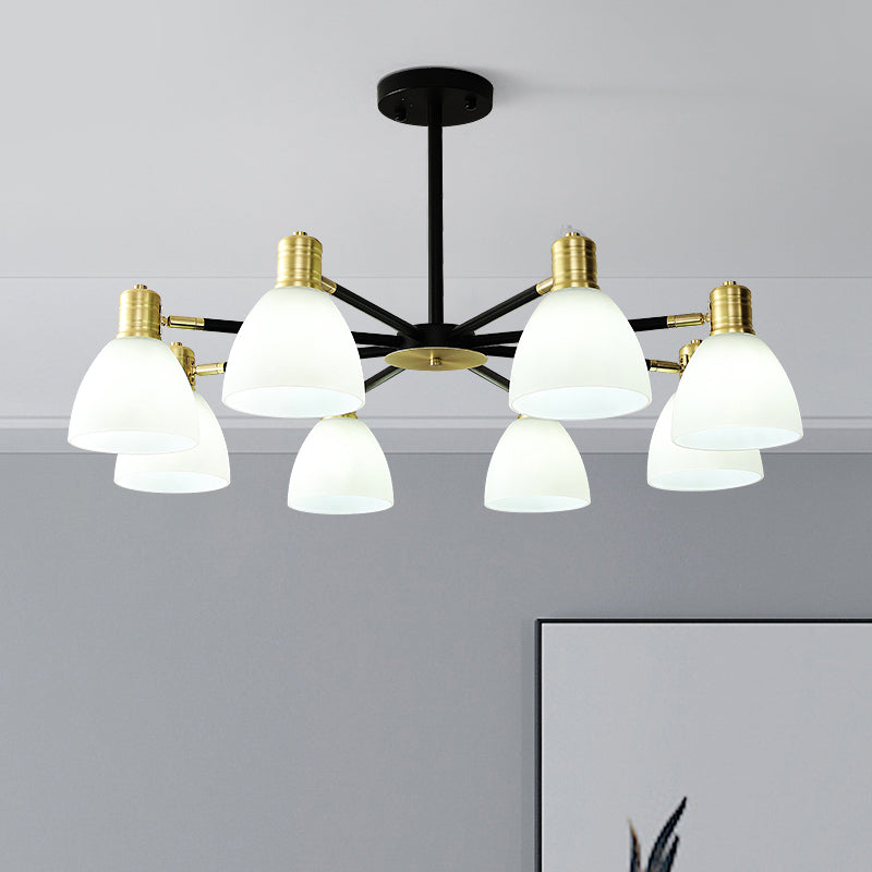 Milky Glass Dome Ceiling Pendant Light Modern Stylish 5/6/8 Lights Golden Chandelier Light Fixture 8 Gold Clearhalo 'Ceiling Lights' 'Chandeliers' 'Glass shade' 'Glass' 'Modern Chandeliers' 'Modern' Lighting' 289416