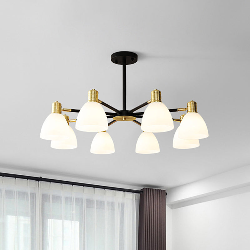 Milky Glass Dome Ceiling Pendant Light Modern Stylish 5/6/8 Lights Golden Chandelier Light Fixture Clearhalo 'Ceiling Lights' 'Chandeliers' 'Glass shade' 'Glass' 'Modern Chandeliers' 'Modern' Lighting' 289417