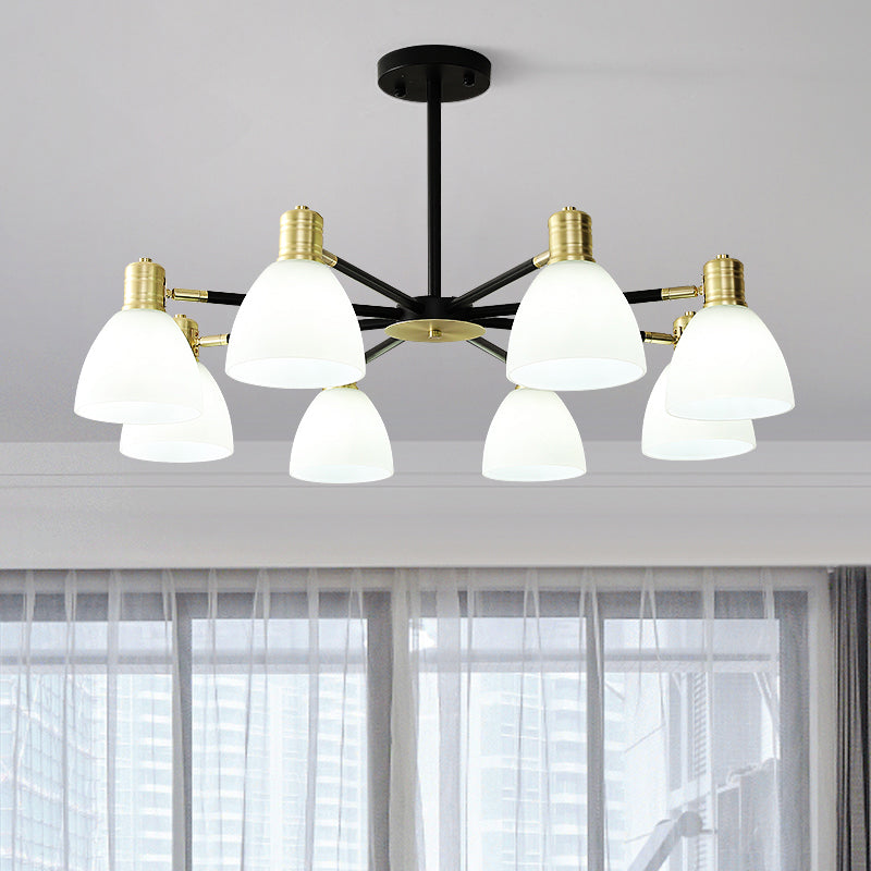 Milky Glass Dome Ceiling Pendant Light Modern Stylish 5/6/8 Lights Golden Chandelier Light Fixture Clearhalo 'Ceiling Lights' 'Chandeliers' 'Glass shade' 'Glass' 'Modern Chandeliers' 'Modern' Lighting' 289418