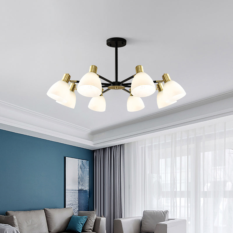 Milky Glass Dome Ceiling Pendant Light Modern Stylish 5/6/8 Lights Golden Chandelier Light Fixture Clearhalo 'Ceiling Lights' 'Chandeliers' 'Glass shade' 'Glass' 'Modern Chandeliers' 'Modern' Lighting' 289419