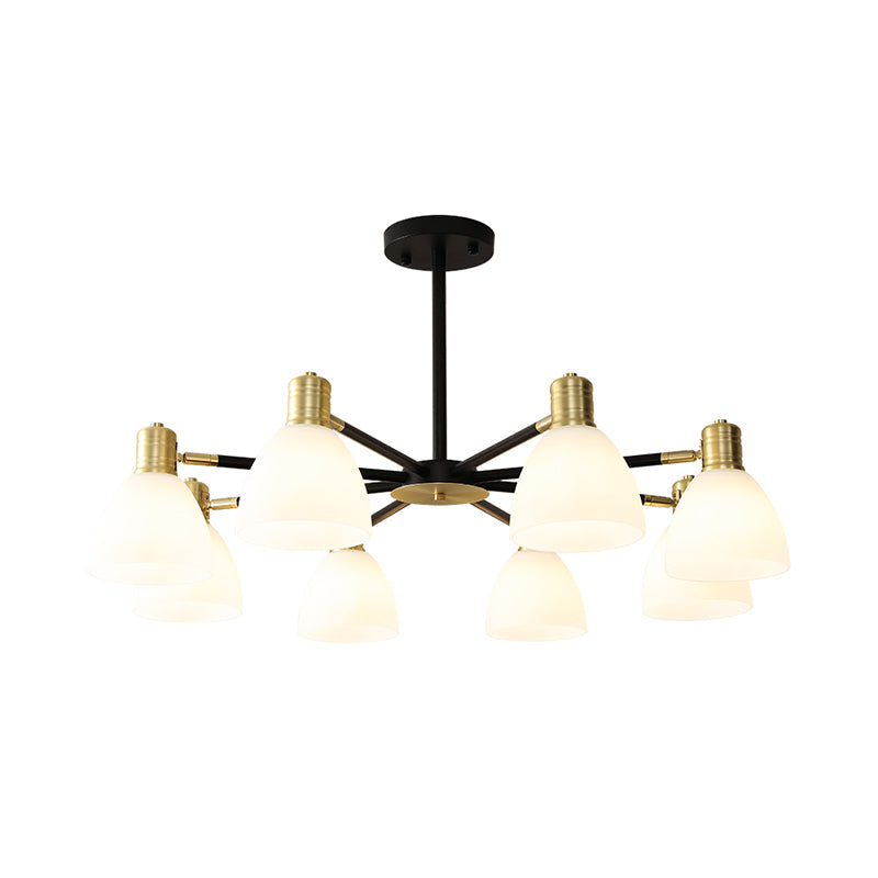 Milky Glass Dome Ceiling Pendant Light Modern Stylish 5/6/8 Lights Golden Chandelier Light Fixture Clearhalo 'Ceiling Lights' 'Chandeliers' 'Glass shade' 'Glass' 'Modern Chandeliers' 'Modern' Lighting' 289420