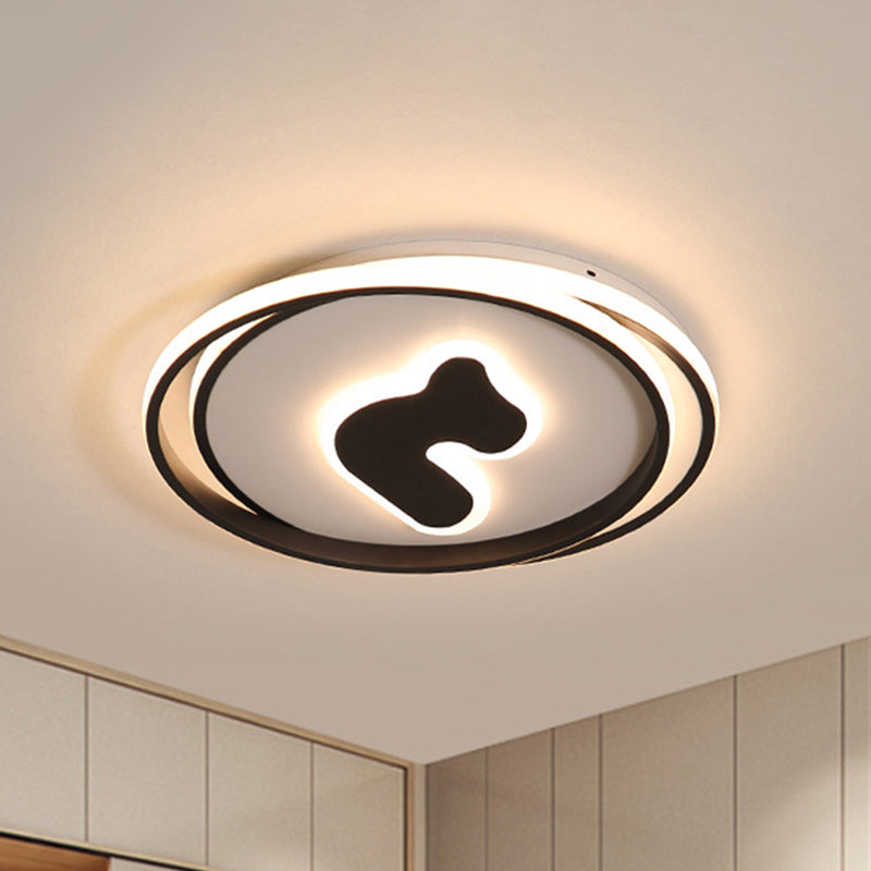 16.5"/20.5" Wide Circle Acrylic Ceiling Fixture Modernism Black LED Flush Mount Lighting, White/Yellow Light/Remote Control Stepless Dimming Clearhalo 'Ceiling Lights' 'Close To Ceiling Lights' 'Close to ceiling' 'Flush mount' Lighting' 289444