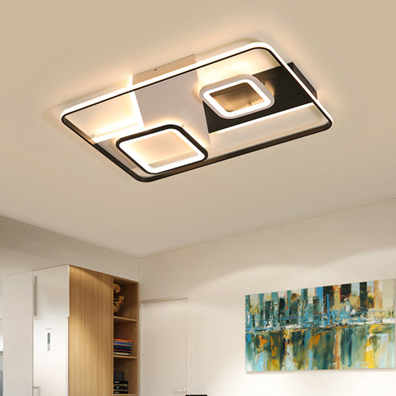 Black Rectangle Ceiling Light Modern Acrylic LED Flush Mount Lamp in Warm/White Light Black Warm Clearhalo 'Ceiling Lights' 'Close To Ceiling Lights' 'Close to ceiling' 'Flush mount' Lighting' 289481