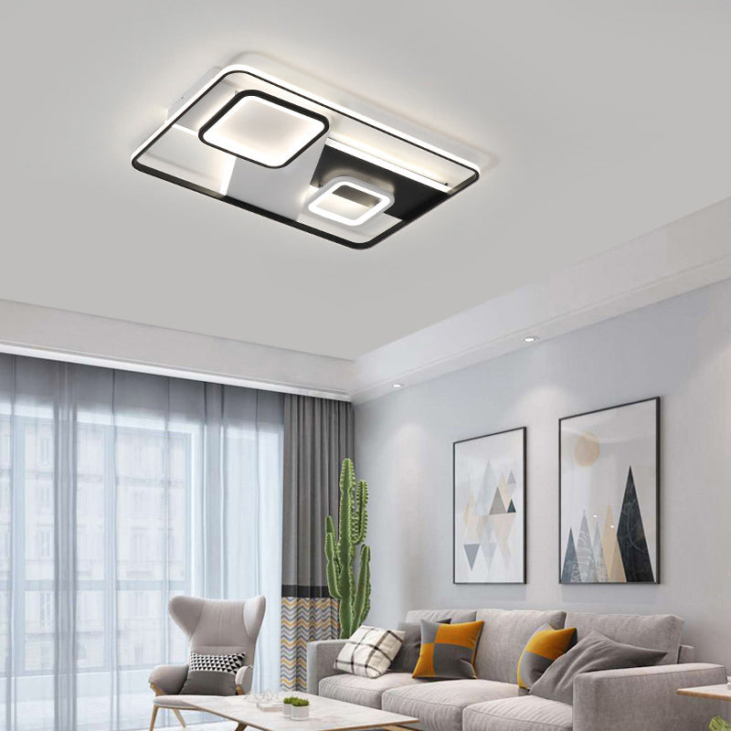 Black Rectangle Ceiling Light Modern Acrylic LED Flush Mount Lamp in Warm/White Light Clearhalo 'Ceiling Lights' 'Close To Ceiling Lights' 'Close to ceiling' 'Flush mount' Lighting' 289482