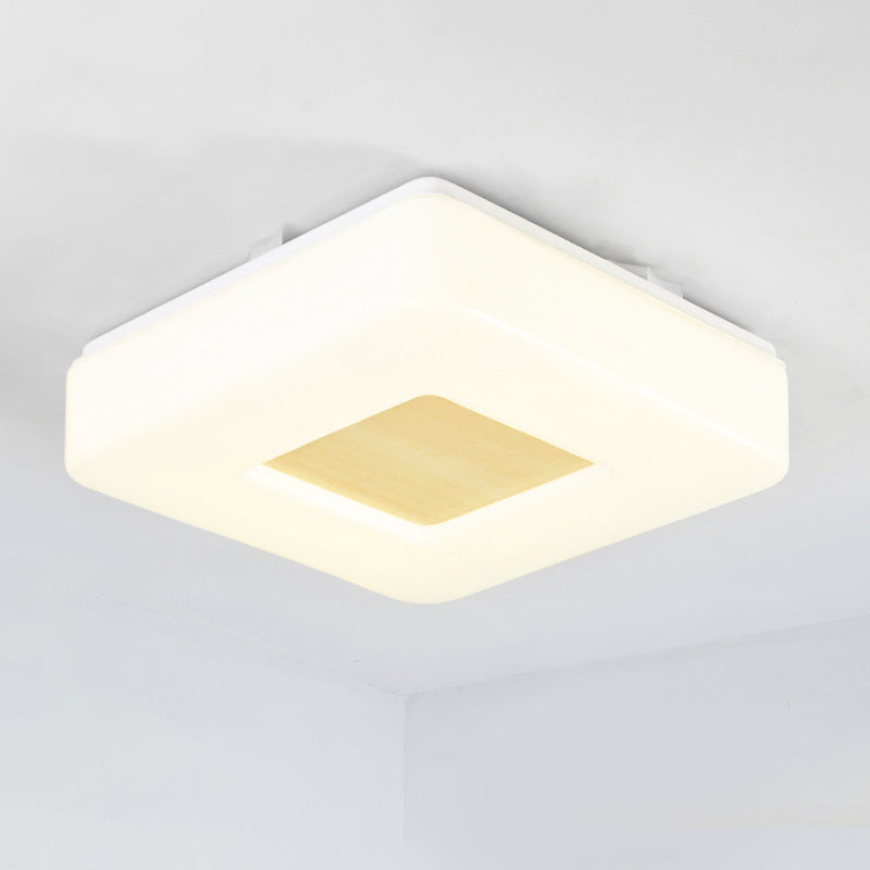 Square Flush Light Modernism Acrylic 8"/14.5"/18.5" Wide LED White Ceiling Mounted Fixture in Warm/White Light White Warm Clearhalo 'Ceiling Lights' 'Close To Ceiling Lights' 'Close to ceiling' 'Flush mount' Lighting' 289589