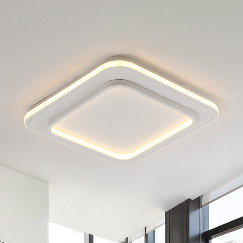 White Square Flush Mount Lighting Minimalist Acrylic 18"/21.5" LED Ceiling Light Fixture in Warm/White Light Clearhalo 'Ceiling Lights' 'Close To Ceiling Lights' 'Close to ceiling' 'Flush mount' Lighting' 289610