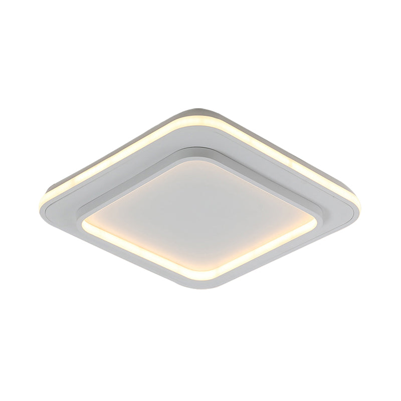 White Square Flush Mount Lighting Minimalist Acrylic 18"/21.5" LED Ceiling Light Fixture in Warm/White Light Clearhalo 'Ceiling Lights' 'Close To Ceiling Lights' 'Close to ceiling' 'Flush mount' Lighting' 289612