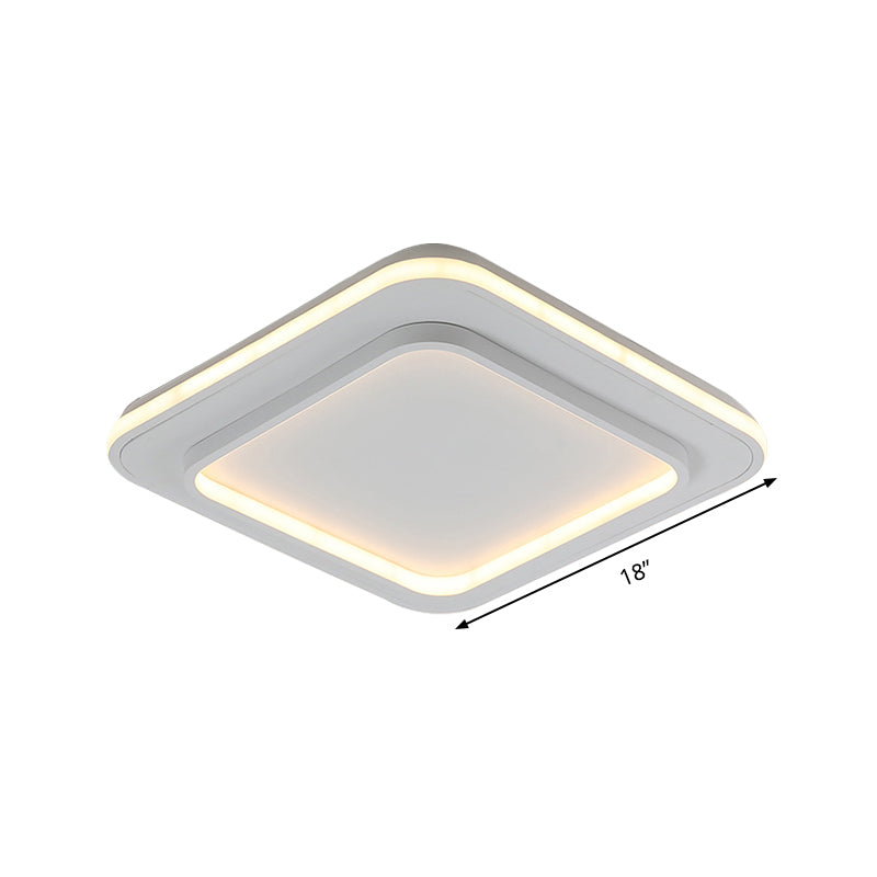 White Square Flush Mount Lighting Minimalist Acrylic 18"/21.5" LED Ceiling Light Fixture in Warm/White Light Clearhalo 'Ceiling Lights' 'Close To Ceiling Lights' 'Close to ceiling' 'Flush mount' Lighting' 289613