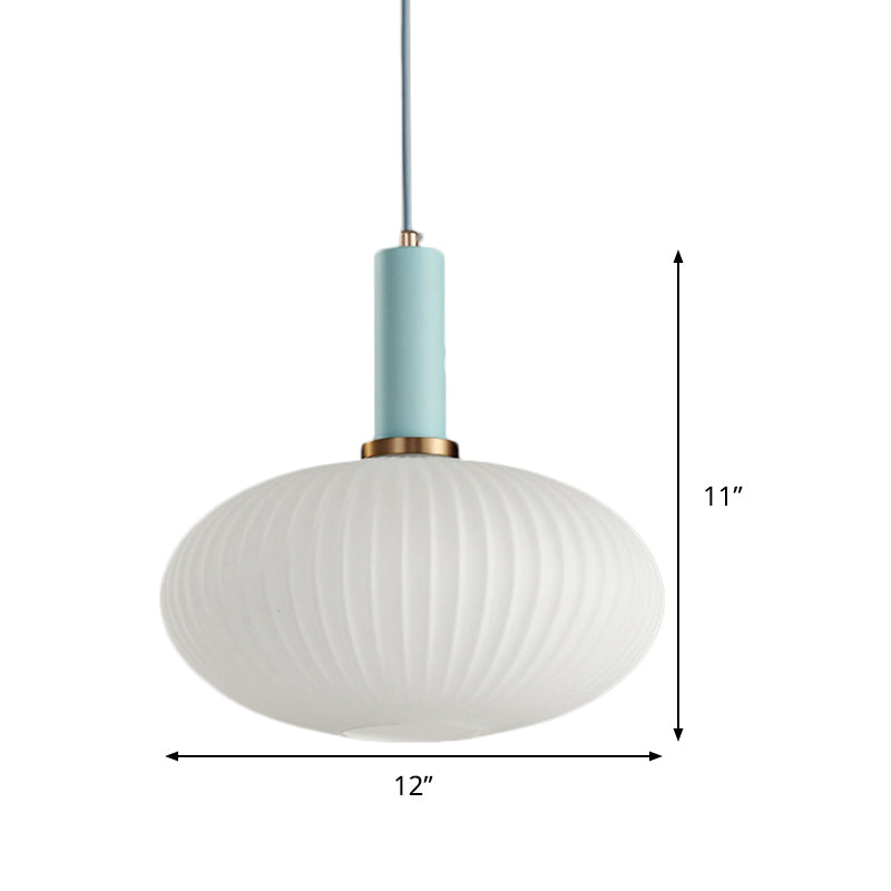 1 Head Dining Room Pendant Light Macaron Black/Pink/Blue Hanging Lamp with Cylinder/Oval/Drum White Glass Shade, 5"/8"/12" Wide Clearhalo 'Ceiling Lights' 'Glass shade' 'Glass' 'Modern Pendants' 'Modern' 'Pendant Lights' 'Pendants' Lighting' 289694