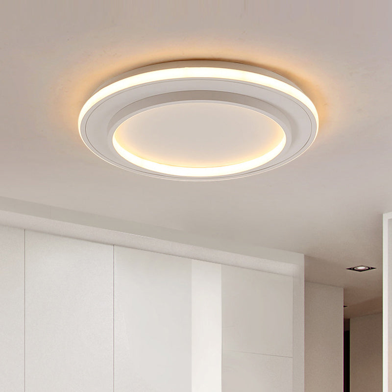 White Disk Flush Mount Light Simple Style Acrylic 18"/21.5" Wide LED Ceiling Light Lamp in Warm/White Light White Warm Clearhalo 'Ceiling Lights' 'Close To Ceiling Lights' 'Close to ceiling' 'Flush mount' Lighting' 289709