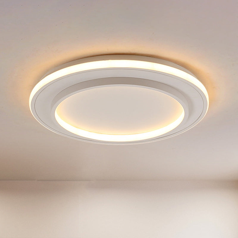 White Disk Flush Mount Light Simple Style Acrylic 18"/21.5" Wide LED Ceiling Light Lamp in Warm/White Light Clearhalo 'Ceiling Lights' 'Close To Ceiling Lights' 'Close to ceiling' 'Flush mount' Lighting' 289710