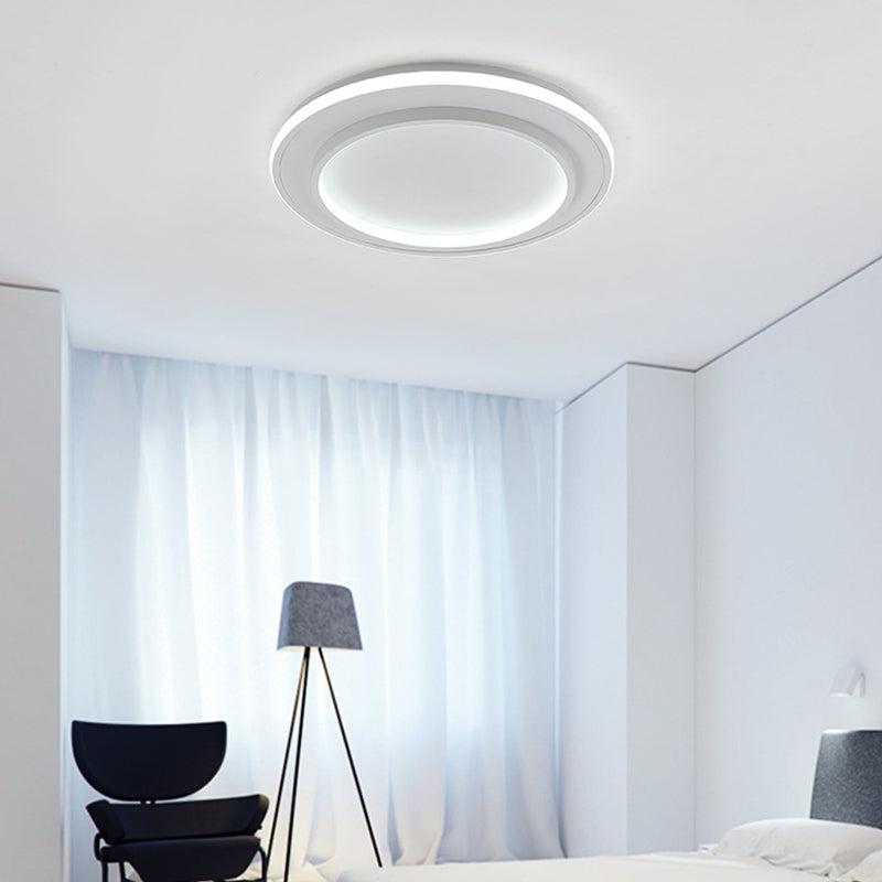 White Disk Flush Mount Light Simple Style Acrylic 18"/21.5" Wide LED Ceiling Light Lamp in Warm/White Light White White Clearhalo 'Ceiling Lights' 'Close To Ceiling Lights' 'Close to ceiling' 'Flush mount' Lighting' 289711