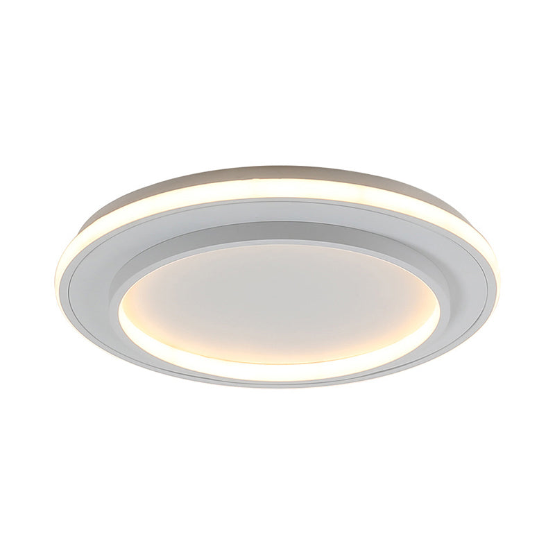 White Disk Flush Mount Light Simple Style Acrylic 18"/21.5" Wide LED Ceiling Light Lamp in Warm/White Light Clearhalo 'Ceiling Lights' 'Close To Ceiling Lights' 'Close to ceiling' 'Flush mount' Lighting' 289712