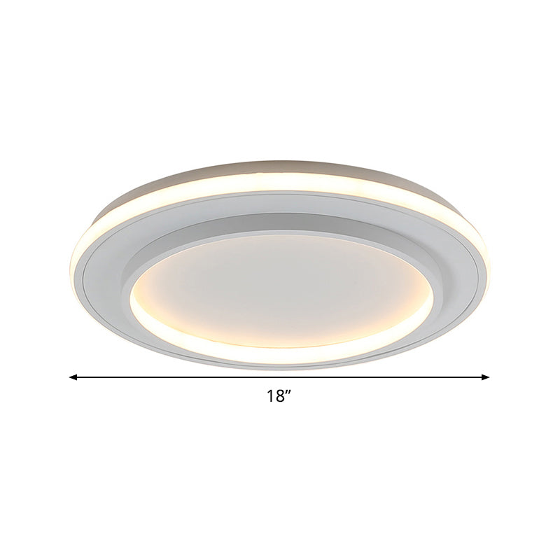 White Disk Flush Mount Light Simple Style Acrylic 18"/21.5" Wide LED Ceiling Light Lamp in Warm/White Light Clearhalo 'Ceiling Lights' 'Close To Ceiling Lights' 'Close to ceiling' 'Flush mount' Lighting' 289713