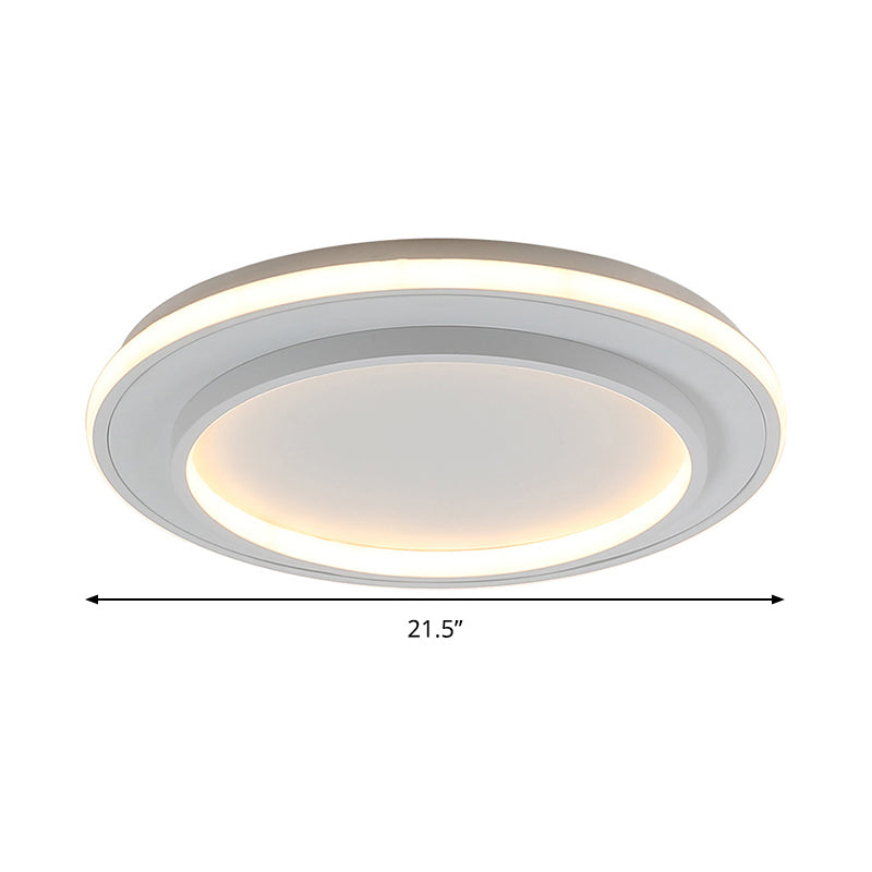 White Disk Flush Mount Light Simple Style Acrylic 18"/21.5" Wide LED Ceiling Light Lamp in Warm/White Light Clearhalo 'Ceiling Lights' 'Close To Ceiling Lights' 'Close to ceiling' 'Flush mount' Lighting' 289714