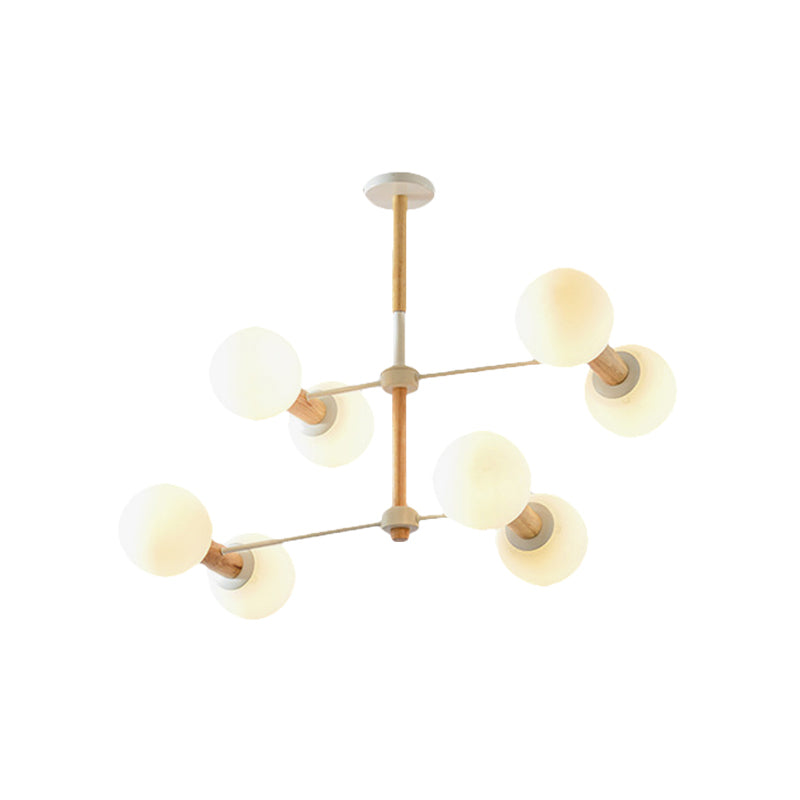 Modernism Style Orb Chandelier Lamp White Glass 8/12 Lights Living Room Hanging Light Fixture Clearhalo 'Ceiling Lights' 'Chandeliers' 'Glass shade' 'Glass' Lighting' 289738